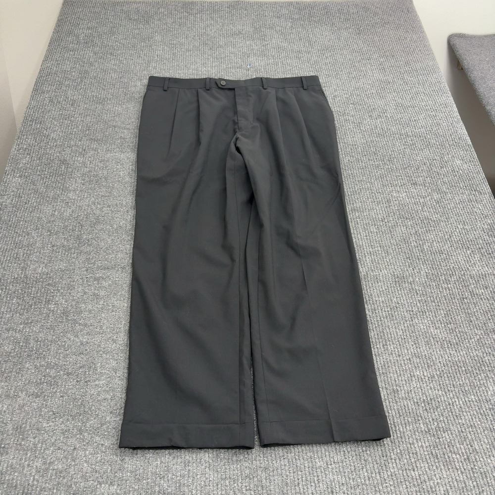 Lauren Ralph Lauren Dress Pants Mens 40x30 Black Wool Pleated Cuffed Classic